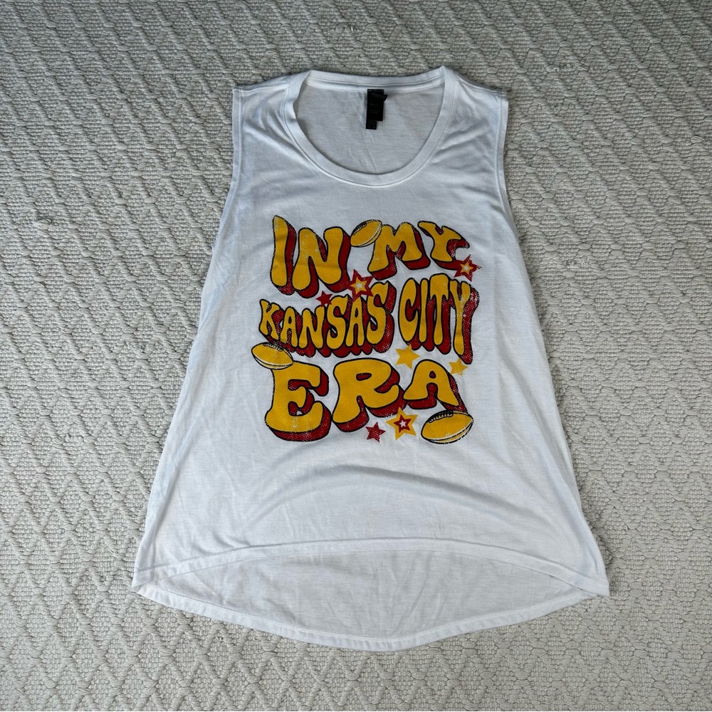Anvil Freedom Women's Small Kansas City Chiefs Taylor Swift Style Tank White